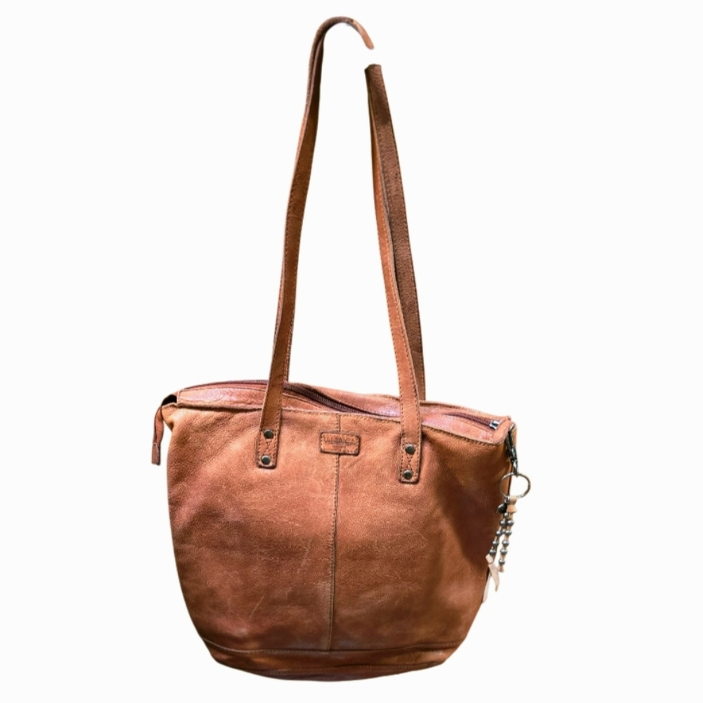 Beautiful *Vilenca Holland Olivia Woven Accent Cognac Leather Shoulder Bag - Picture 6 of 9